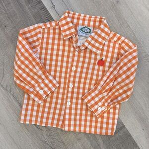 Pumpkin Embroidered Collared Shirt